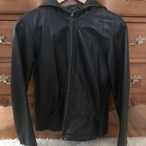 Buttery Soft Leather Jacket with Hood ( GAP)